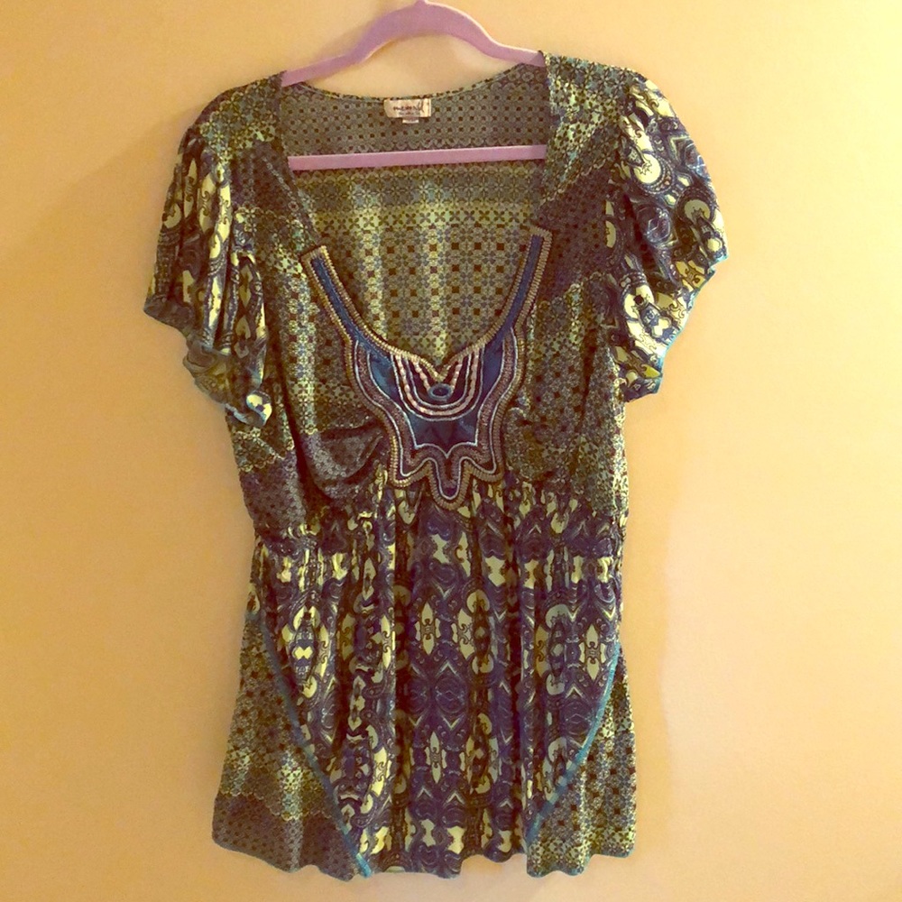 Peacock Print Blouse by One World Size 1X
